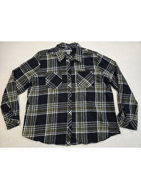 Natural Reflections Womens XL Plaid Flannel Shirt Black & Green